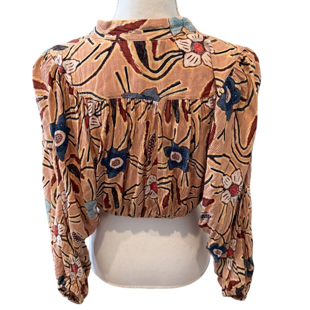 Christian Siriano Cropped Boho Poets Top Floral Print M - Picture 4 of 6